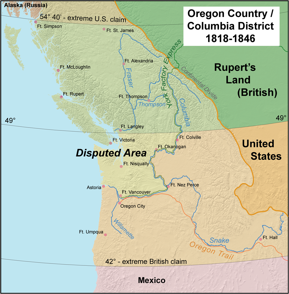 Map of The Columbia District 1818-1846